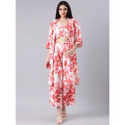 showoffff SHOWOFF White & Coral Cotton Blend Maxi Co-ord Set-picture-18