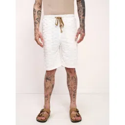 showoffff Showoff White Cotton Regular Fit Self Pattern Shorts-picture-25