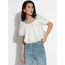 showoffff Showoff White Cotton Regular Fit Top-picture-32