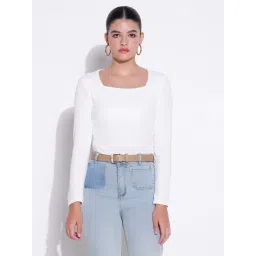 showoffff Showoff White Cotton Regular Fit Top-picture-31