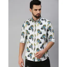 showoffff SHOWOFF White Cotton Slim Fit Printed Shirt-picture-24