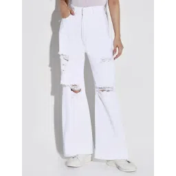 showoffff SHOWOFF White Denim Straight Fit Mid RIse Jeans-picture-13