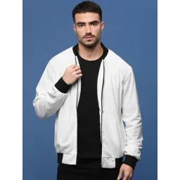 showoffff Showoff White Regular Fit Self Pattern Bomber Jacket-picture-27