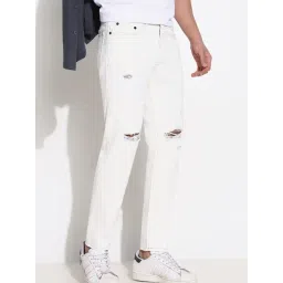 showoffff SHOWOFF White Slim Fit Solid Distressed Jeans-picture-28