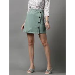 showoffff SHOWOFF Women's Straight Solid A-Line Sea Green Mini Skirt-picture-10