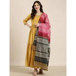 showoffff SHOWOFF Yellow Regular Fit Kurta With Dupatta-picture-43
