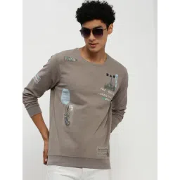 SHOWOFFFF Taupe Slim Fit Printed Sweatshirt-picture-42