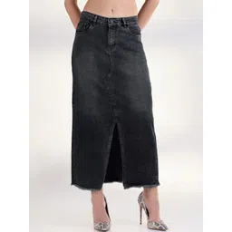 SHOWOFFFF Washed Denim Maxi Pencil Skirts-picture-13