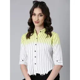 SHOWOFFFF White & Yellow Striped Lavender Shirt-picture-21