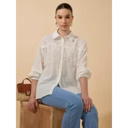 SHOWOFFFF White Cotton Relaxed Fit Shirt-picture-26