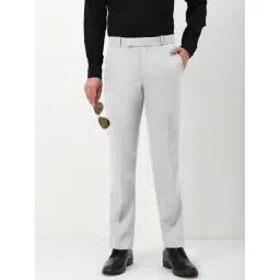 SHOWOFFFF White Cotton Slim Fit Trousers-picture-24