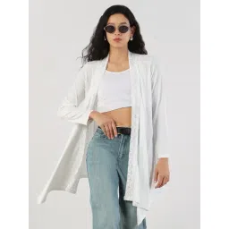 SHOWOFFFF White Nylon Solid Shrug-picture-47