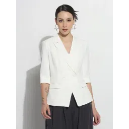 SHOWOFFFF White Solid Blazer-picture-35