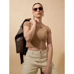 SHOWOFFFF Women Vertical Stripes Fitted Crop Top-picture-30