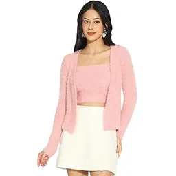 showoffff Women's Pink Crop Sleeveless Top with Shrug-CHN-320-6_Pink-picture-39