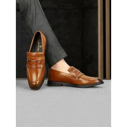SHOZANIA Men Buckle Detail Leather Formal Loafers-picture-17
