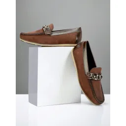 SHOZANIA Men Leather Horsebit Loafers-picture-0