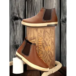 SHOZANIA Men Mid Top Leather Chelsea Boots-picture-10