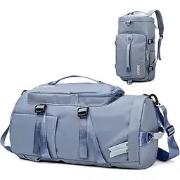 shrbi 3 in 1 Multiple Compartment Duffel Bag with Unisex Travel Backpack with Shoe Compartment Shoulder Bag for Carry Gym Accessories, Fitness Bag, Sports Kit (Blue)-picture-11