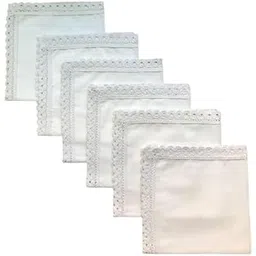 Shree adodhya women hankerchief with beautiful lace, white colour and cotton handkerchief with embroidery set of 6.-picture-11