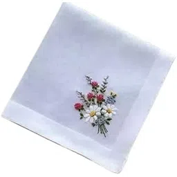 Shree adodhya women hankerchief with beautiful pink,red flowers embroidery, white colour and cotton handkerchief with embroidery. set of 2.-picture-31