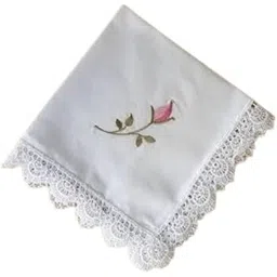 Shree adodhya women hankerchief with cute pink flowers embroidery with lace,white colour and cotton handkerchief with embroidery set of 2.-picture-53