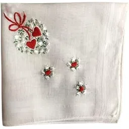 Shree adodhya women hankerchief with different beautiful heart design flowers embroidery, white colour and cotton handkerchief with embroidery. set of 2-picture-34