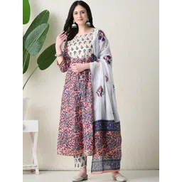 SHREE ARIHANT CREATIONS Women Floral Printed Panelled Kurta with Trousers & With Dupatta-image-30