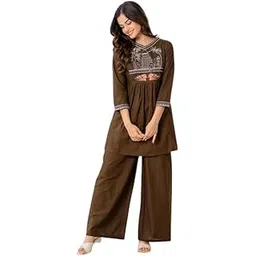 shree g fashion Women's Cotton Embroidered Co-ord Set | Solid Salwar Suit Set-picture-33