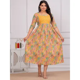 SHREE GANESHAY STORE Women Floral Printed Round Neck Maternity Fit & Flare Midi Dress-image-43