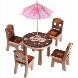 shree jee enterprises Cute Wooden Miniature Dinning Table Furniture Doll House-picture-10
