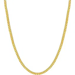 shree ju ™ Stylish and Exclusive Attractive Box Pattern Design Golden Brass Chain Necklace Gold Plated Fashionable Jewellery For Women Girls Men Boys and Unisex-picture-35