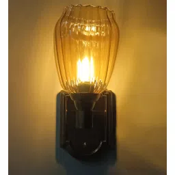 shree kala home decor Accent Metal & Glass E27 Holder Uplight Wall Sconces (Antique Brass)-picture-11