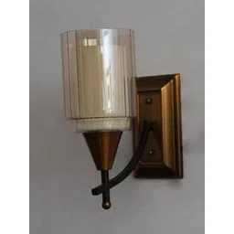 SHREE KALA HOME DECOR Bronze-Toned & Gold-Toned Textured Iron Traditional Cylinder Shaped Wall Lamp-picture-37
