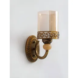 SHREE KALA HOME DECOR Brown & Transparent Metal Traditional Cylinder Shaped Wall Lamp-picture-26