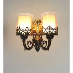 shree kala home decor Classic Double Arm Metal & Glass E27 Holder Uplight Wall Sconces (Antique Copper)-picture-49