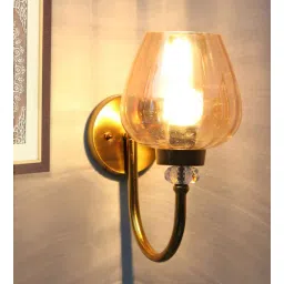 shree kala home decor Luxury Vintage Golden Finish Wall Sconce with Amber Glass-picture-33