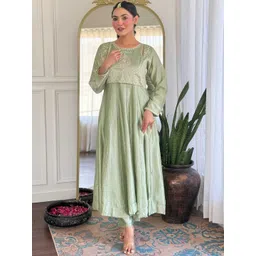 SHREE KHODAL FASHION Women Ethnic Motifs Embroidered Empire Thread Work Kurta with Trousers & With Dupatta-picture-36