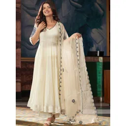 SHREE KHODAL FASHION Women Ethnic Motifs Embroidered Regular Thread Work Kurta with Palazzos & With Dupatta-picture-15