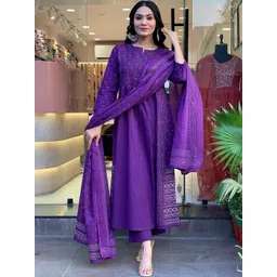 SHREE KHODAL FASHION Women Ethnic Motifs Printed Panelled Kurta with Trousers & With Dupatta-picture-30