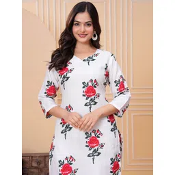 SHREE LAXMINARAYAN EXPORT Floral Printed V-Neck Straight Kurta-picture-18