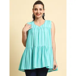 Shree Liva Sweetheart Neck Striped Tunic-picture-14