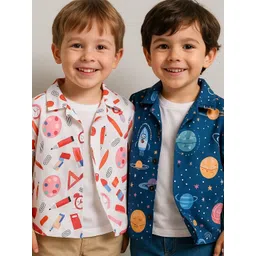 SHREE VANKIYA HANUMANJI FASHION Boys Pack Of 2 Spread Collar Cotton Causal Shirts-picture-29