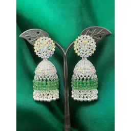 shreeji jewels Artificial Stones Studded And Ghungroo Beaded Dome Shaped Jhumkas-picture-17