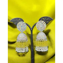 shreeji jewels Artificial Stones Studded And Ghungroo Beaded Dome Shaped Jhumkas-picture-20