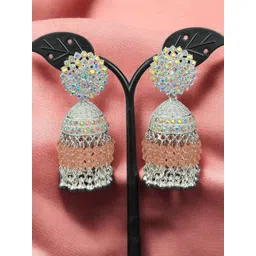 shreeji jewels Artificial Stones Studded And Ghungroo Beaded Dome Shaped Jhumkas-picture-22