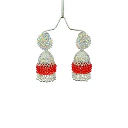 shreeji jewels Artificial Stones Studded And Ghungroo Beaded Dome Shaped Jhumkas-picture-23