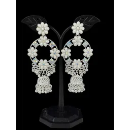 shreeji jewels Artificial Stones Studded And Ghungroo Beaded Oxidised Dome Shaped Jhumkas-picture-14