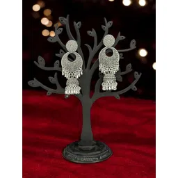 shreeji jewels Ghungroo Beaded Oxidised Dome Shaped Jhumkas-picture-10