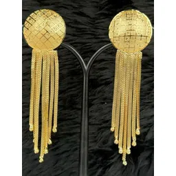 shreeji jewels Gold Plated Tasselled Circular Shaped Drop Earrings-picture-25